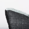 Malia 20x20 Black and Teal Fabric Fringed Pillow Cover, Decorative Pillow by Mercana, 20" length x 20" width x 0.2" height thumbnail 6