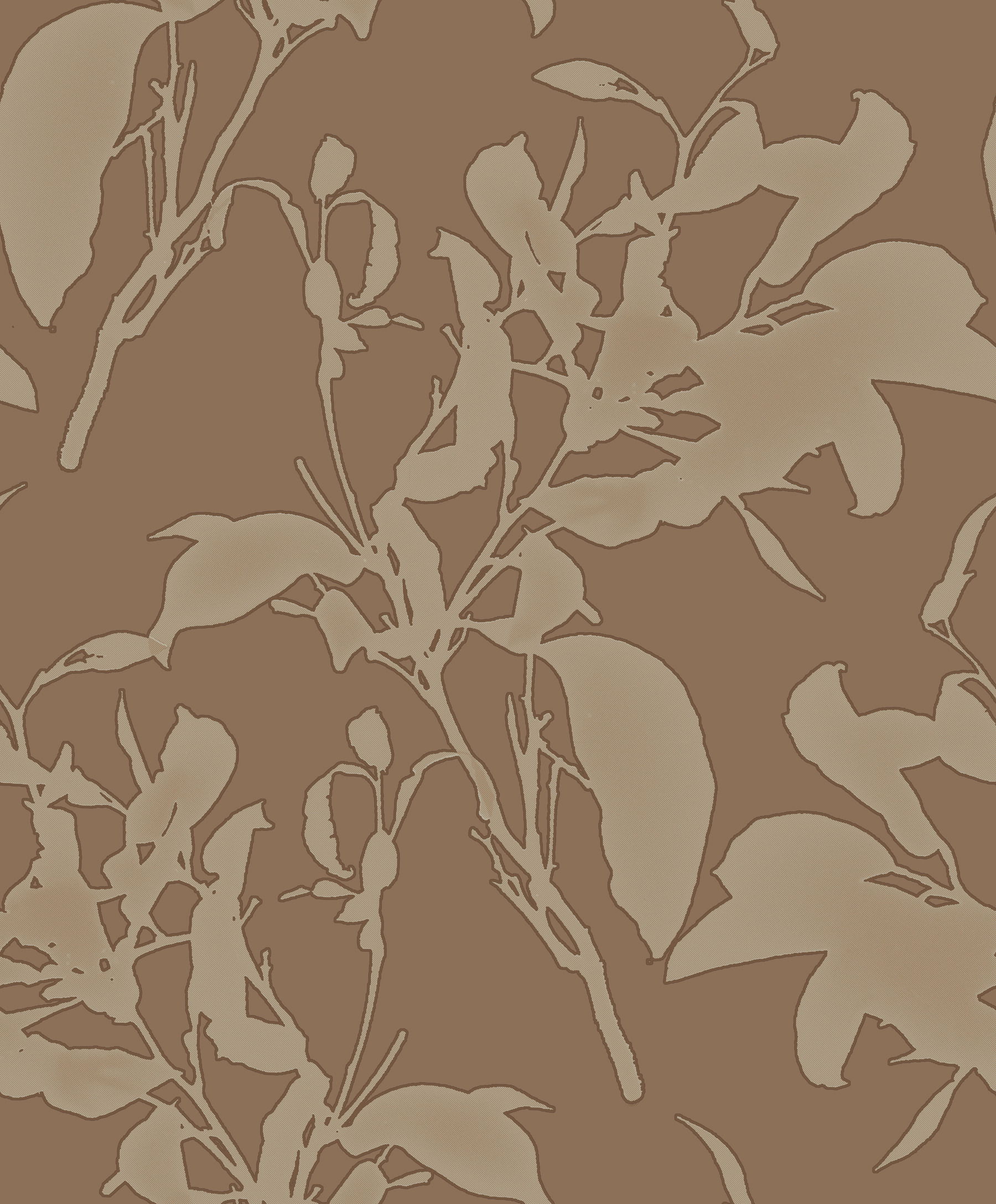 Copper Botanical Silhouette Wallpaper large image 