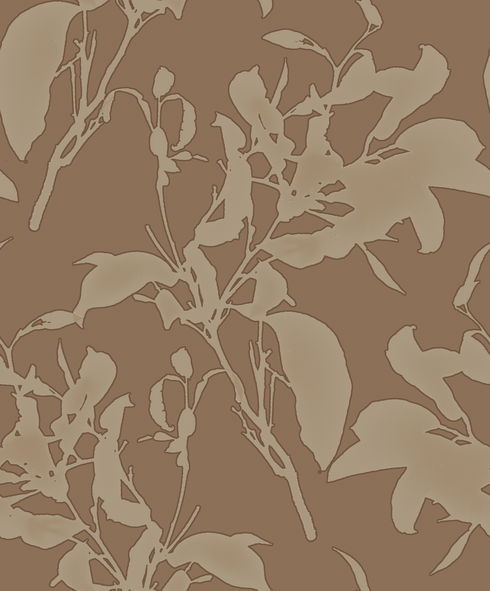 Copper Botanical Silhouette Wallpaper