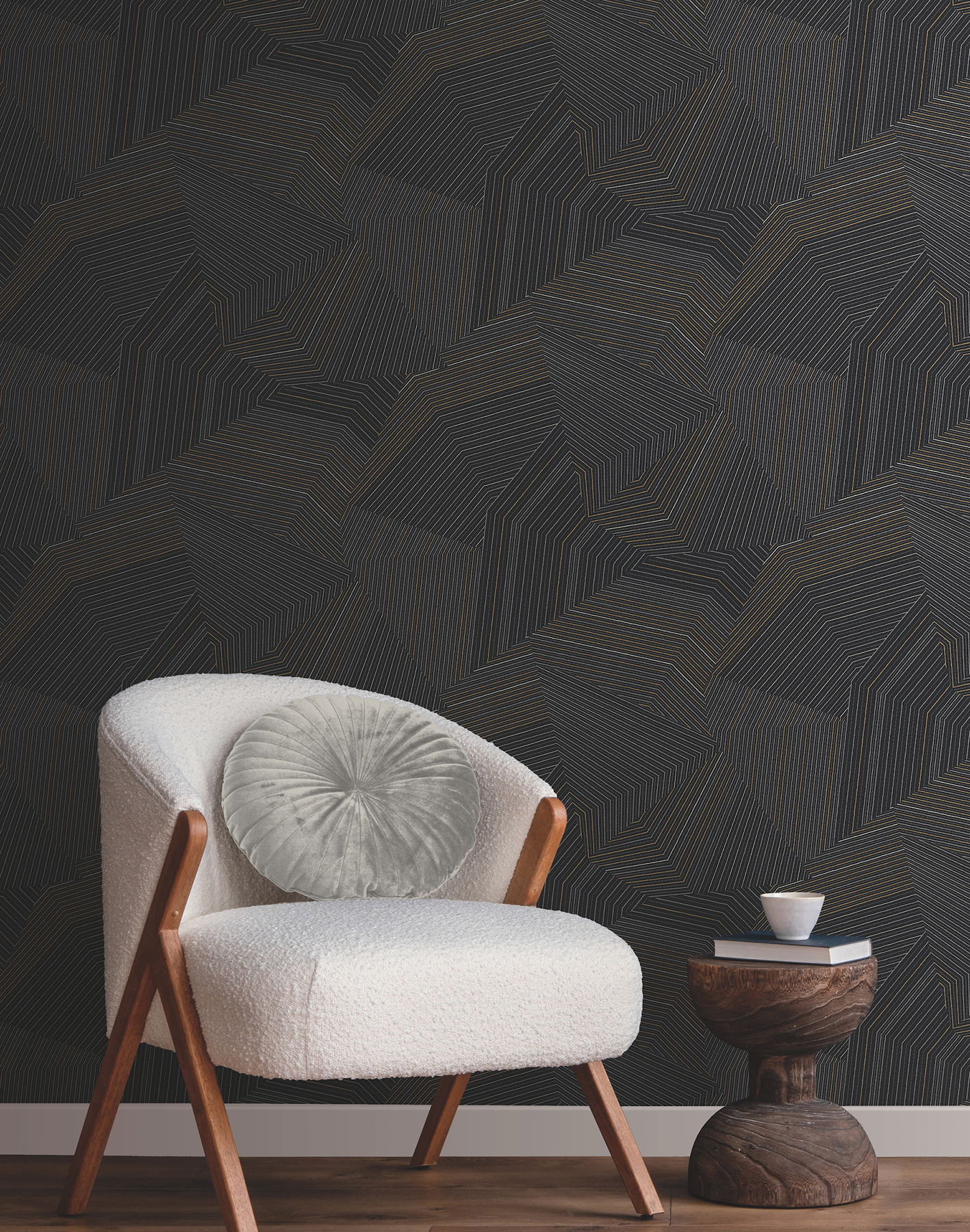 Dotted Maze Black Wallpaper large image 