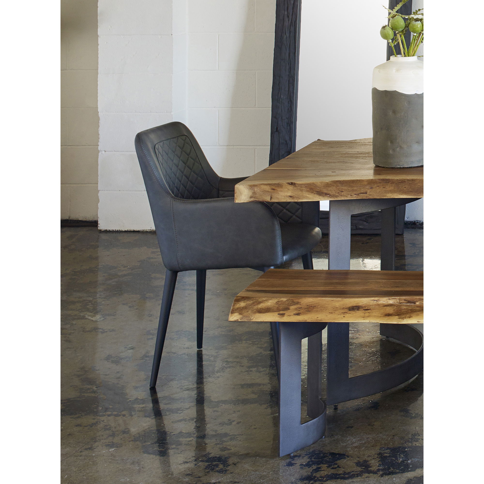 Cantata Dining Chair Slate Vegan Leather - Set Of Two, by Moe's Home, 22" width x 34.6" height x 23" depth View 7