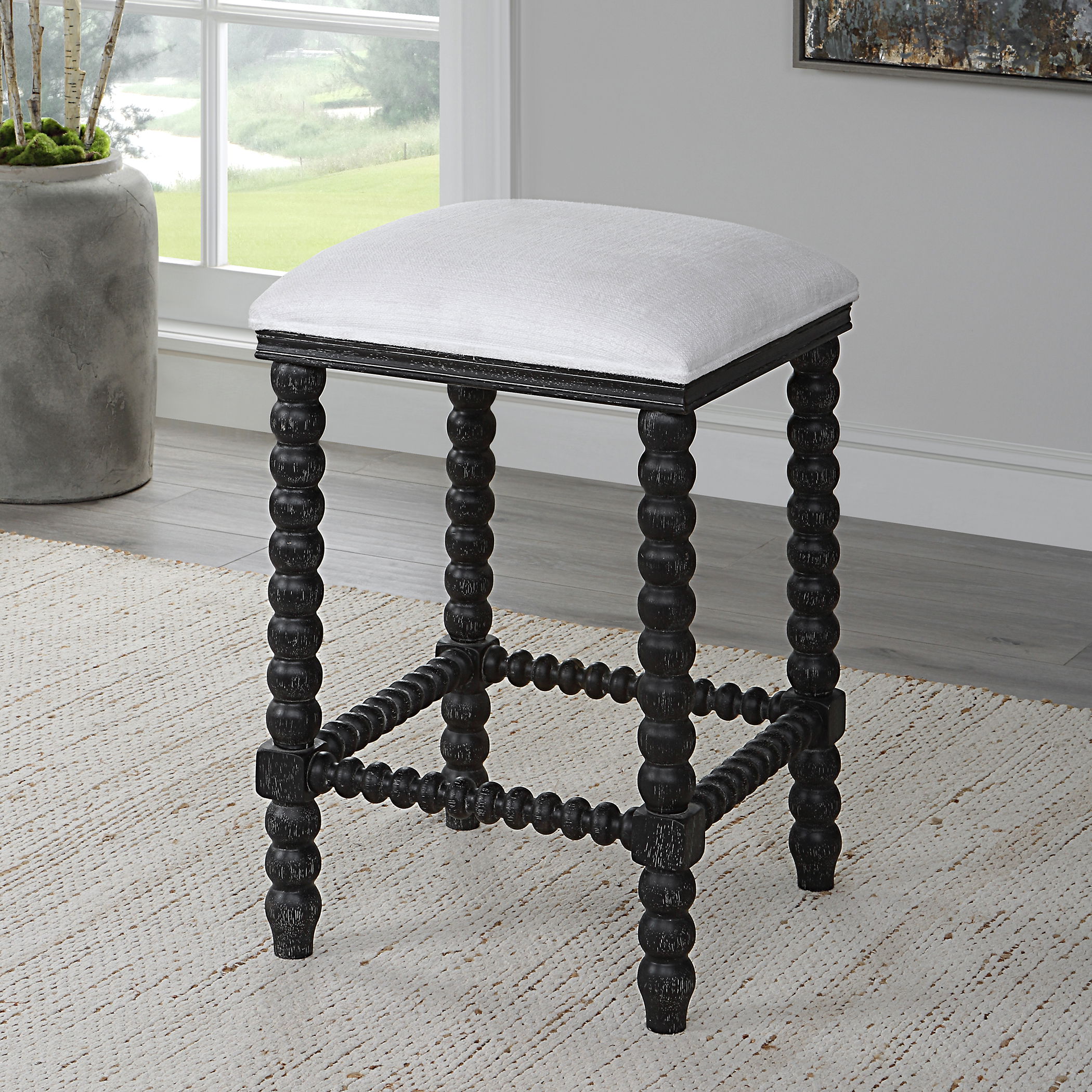 Pryce Black Backless Counter Stool large image 