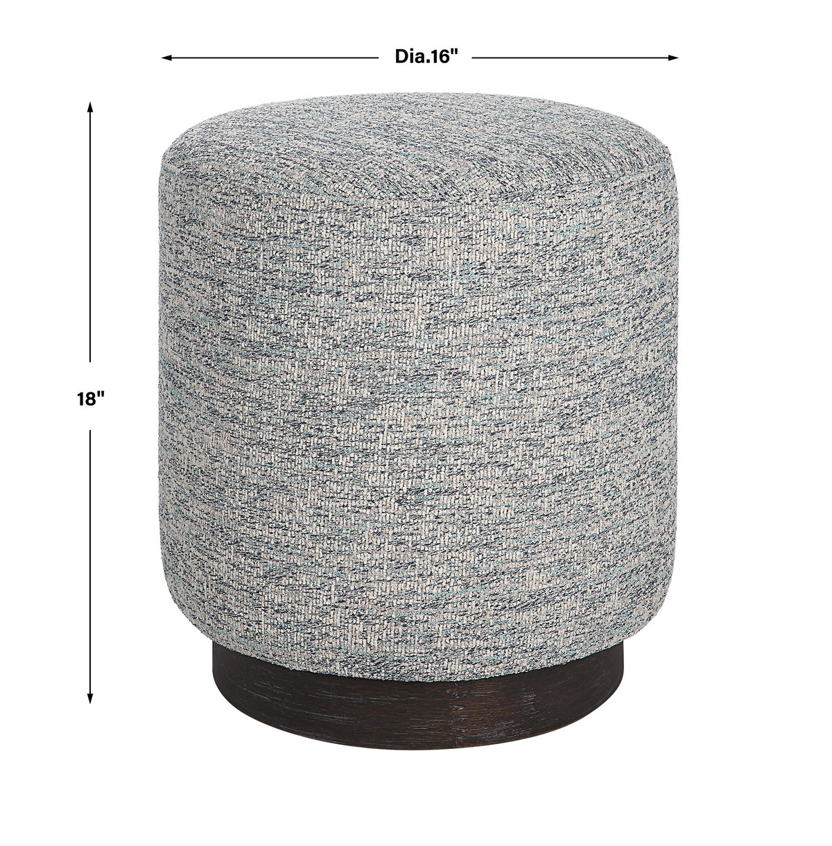 Avila Tweed Round Ottoman, Furniture by Uttermost, 16" width x 18" height x 16" depth View 3