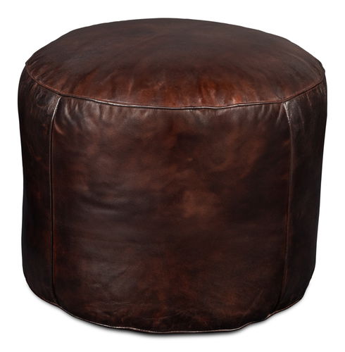 Soccerball Stool, Dark Brown Leather