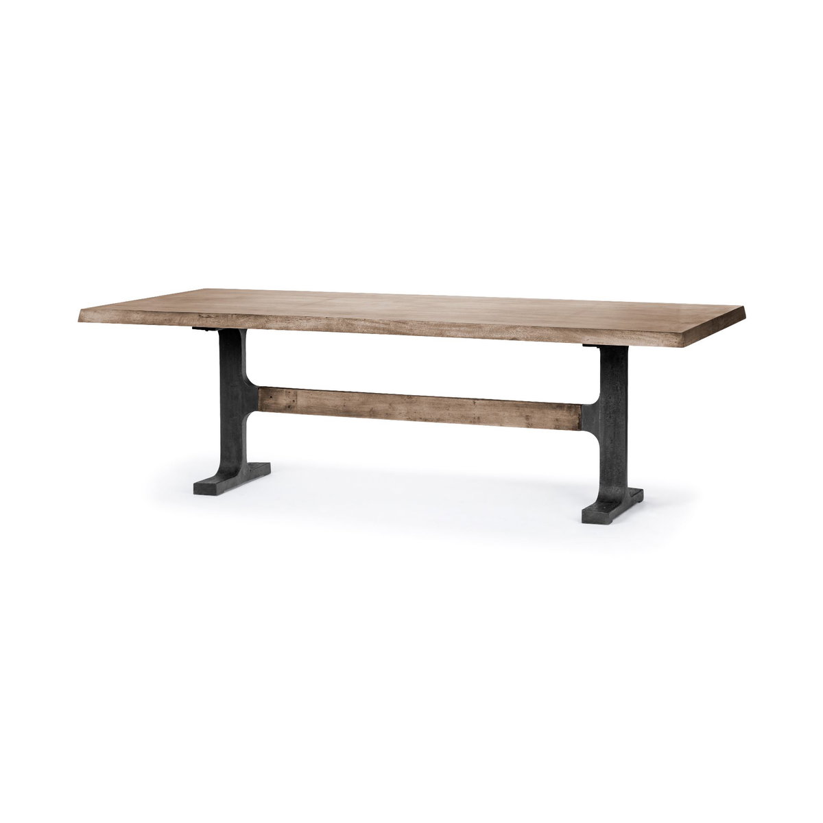 Araxi 95'L x 41'W Rectangular Trestle Dining Table | Modern | Brown Wood & Black Metal | Seats 4, by Mercana, 95" length x 41" width x 30" height View 1