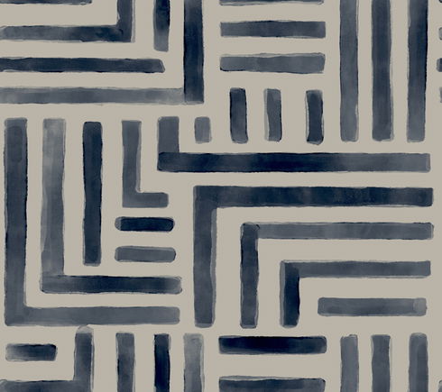 Painterly Labyrinth Navy Wallpaper