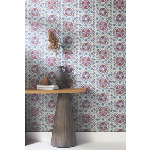Fleurus Red & Blue Wallpaper