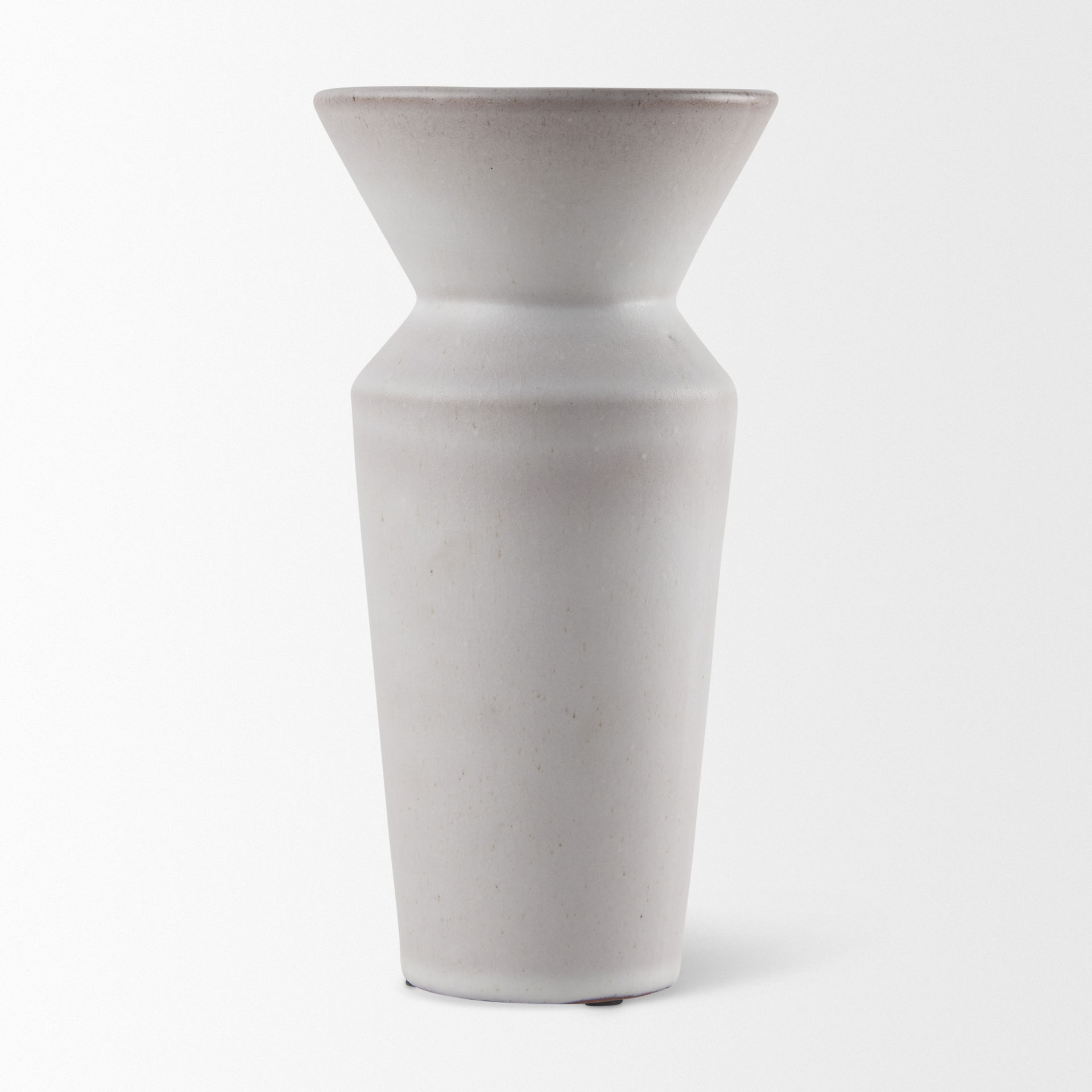 Esme  Whitewashed Ceramic Vase, by Mercana, 4.53" length x 4.53" width x 10.43" height View 4