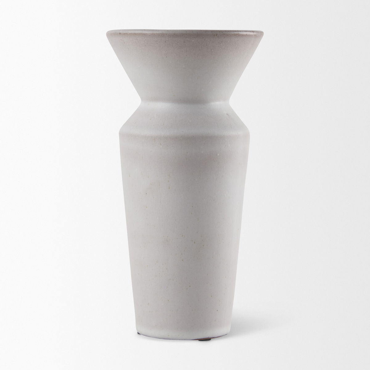 Esme  Whitewashed Ceramic Vase, by Mercana, 4.53" length x 4.53" width x 10.43" height View 4