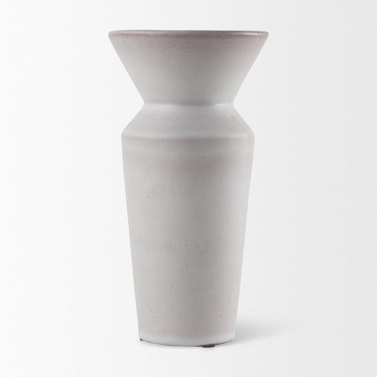 Esme  Whitewashed Ceramic Vase, by Mercana, 4.53" length x 4.53" width x 10.43" height View 4