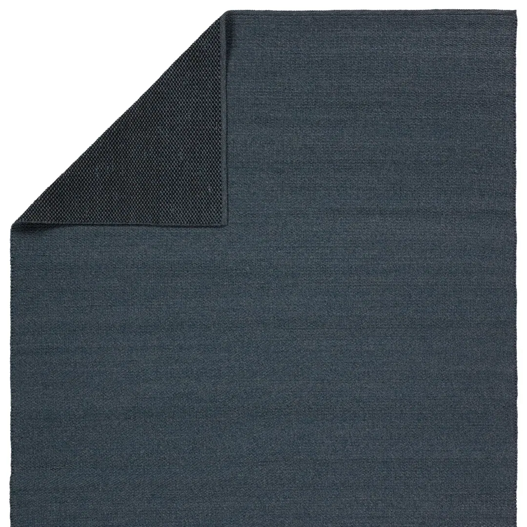 Rectangle Maverick Solid Color Hand Loomed Polyester/Polypropylene Indoor / Outdoor Area Rug in Bl large image 