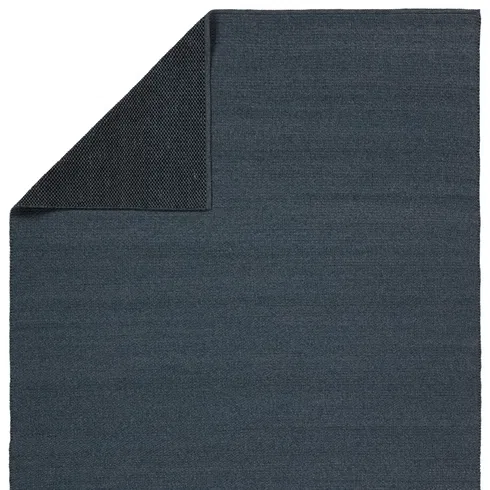 Rectangle Maverick Solid Color Hand Loomed Polyester/Polypropylene Indoor / Outdoor Area Rug in Bl