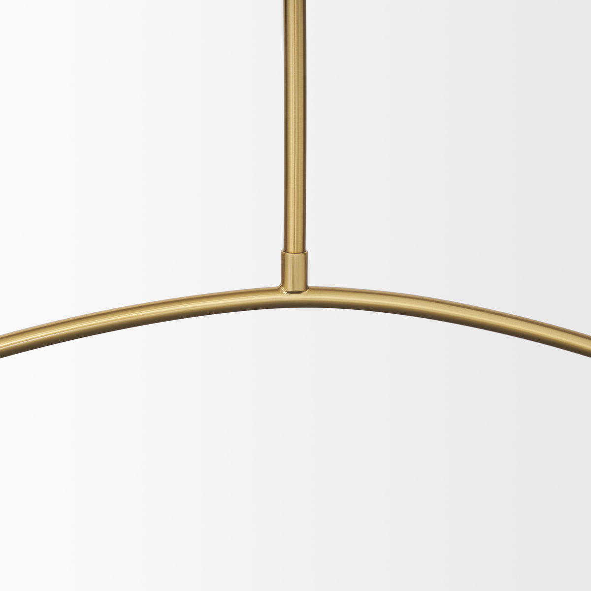 Cybill Brushed Brass with White Metal Shades 2-Light Chandelier, by Mercana, 41.73" length x 9.45" width x 9.75" height View 8