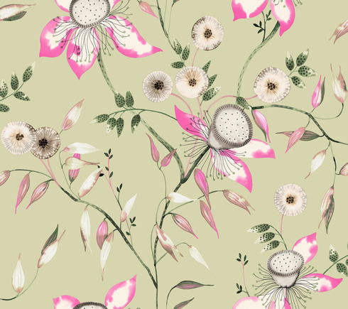 Dream Blossom Light Green Wallpaper