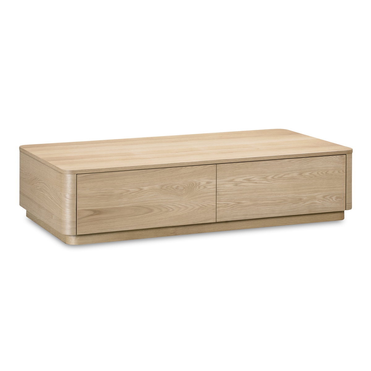 Round Off Coffee Table Natural Oak, by Moe's Home, 55" width x 13" height x 30" depth View 2
