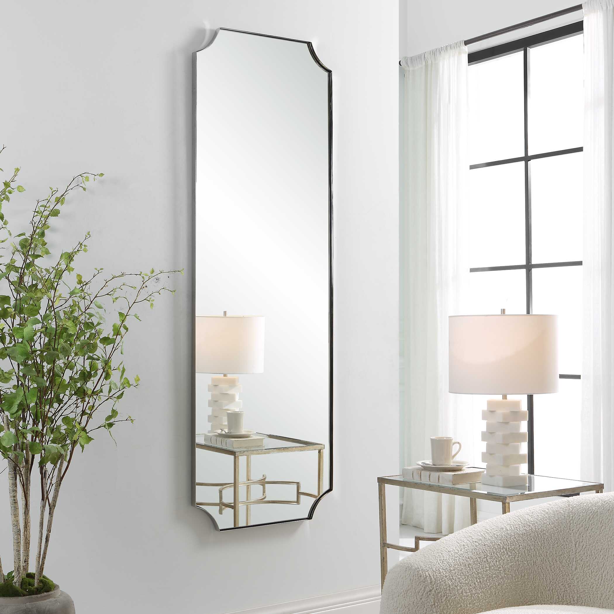 Lennox Nickel Tall Mirror, by Uttermost, 24" width x 72" height x 1.12" depth View 4