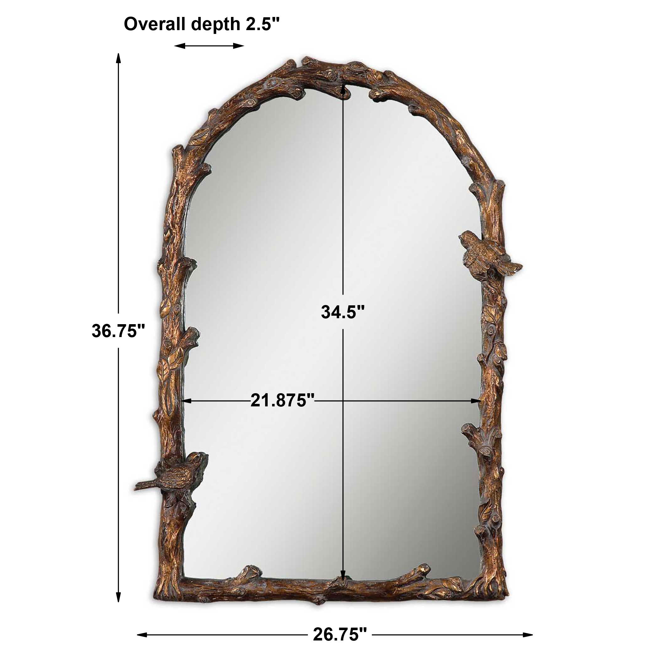 Paza Antique Gold Arch Mirror, by Uttermost, 26.75" width x 36.75" height x 2.5" depth View 3