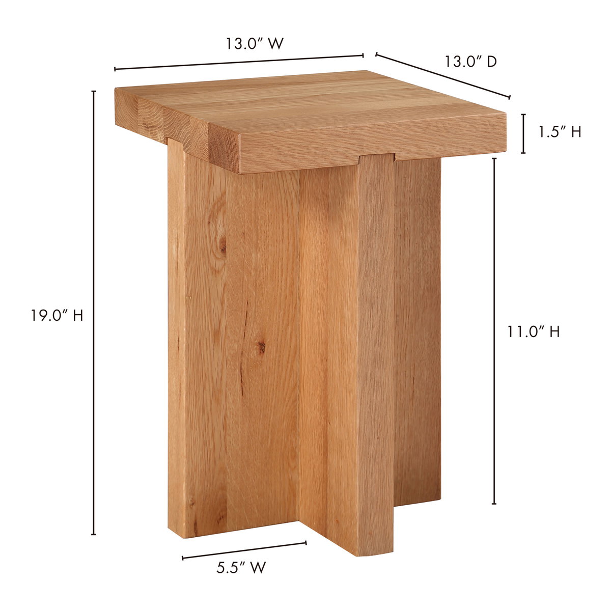 Folke Side Table Natural, Side & End Table by Moe's Home, 13" width x 19" height x 13" depth View 8