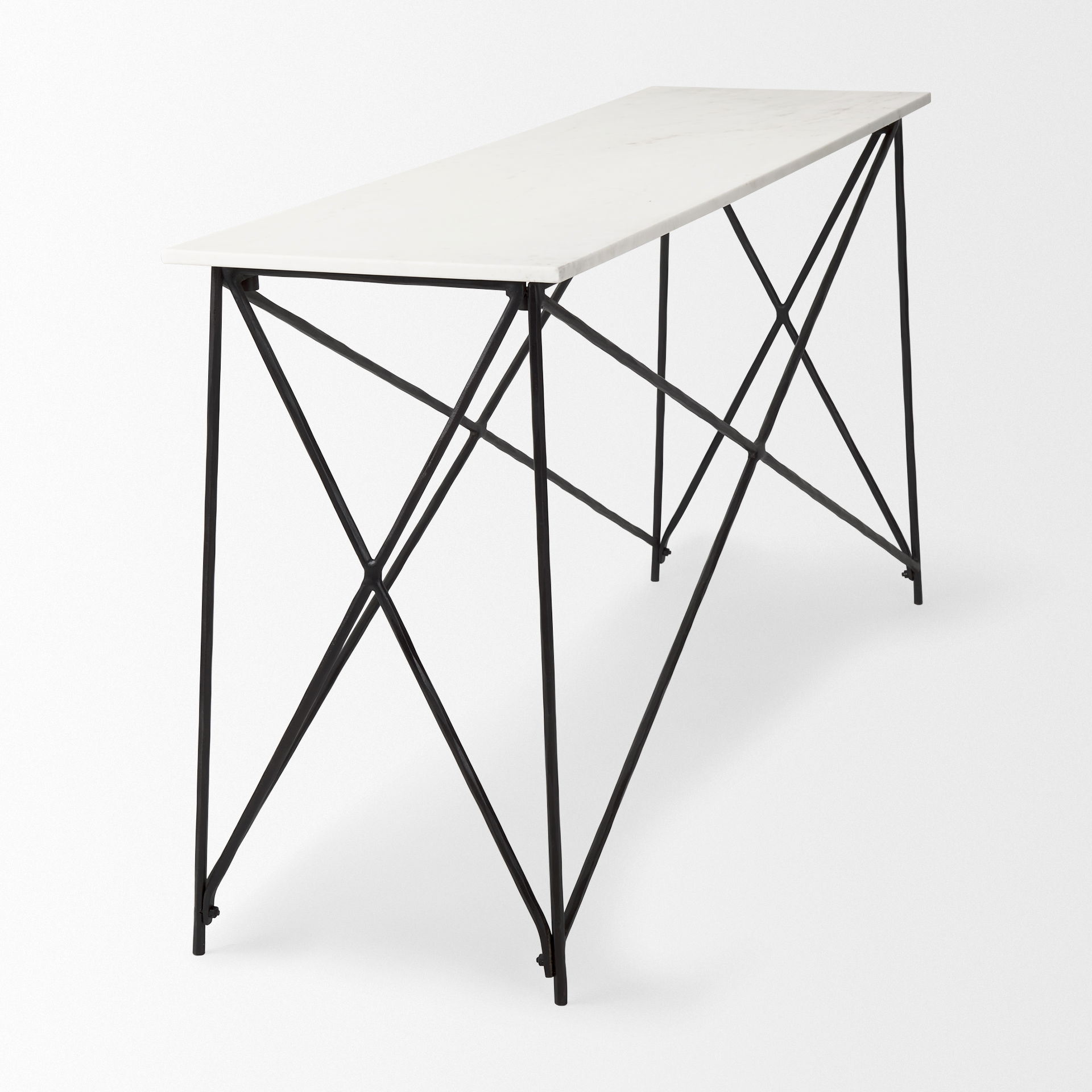 Lorlei Marble Top with Black Iron Base Console Table large image 