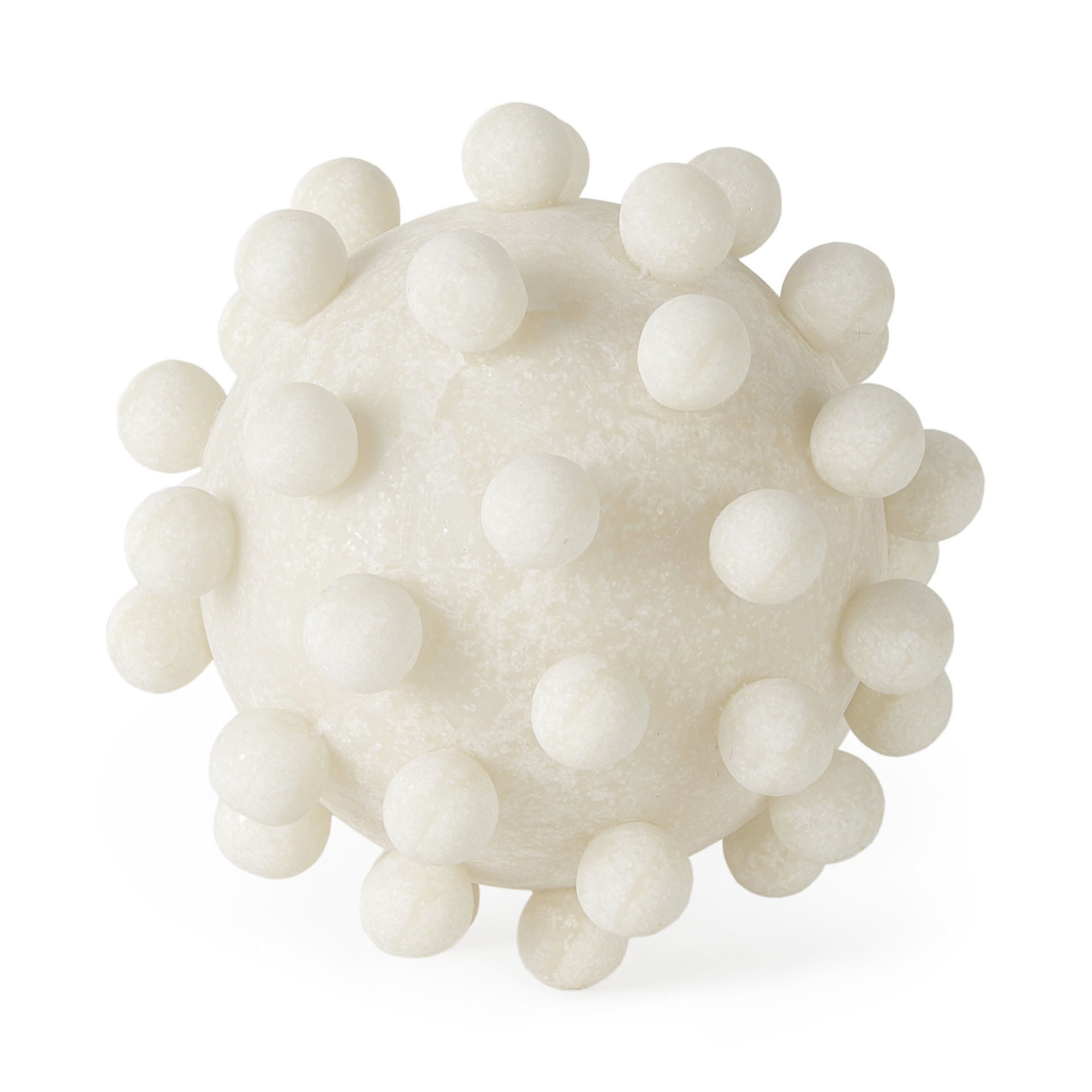 Malo  Cream Resin Large Sphere Decorative Object, by Mercana, 5.91" length x 5.91" width x 5.91" height View 1