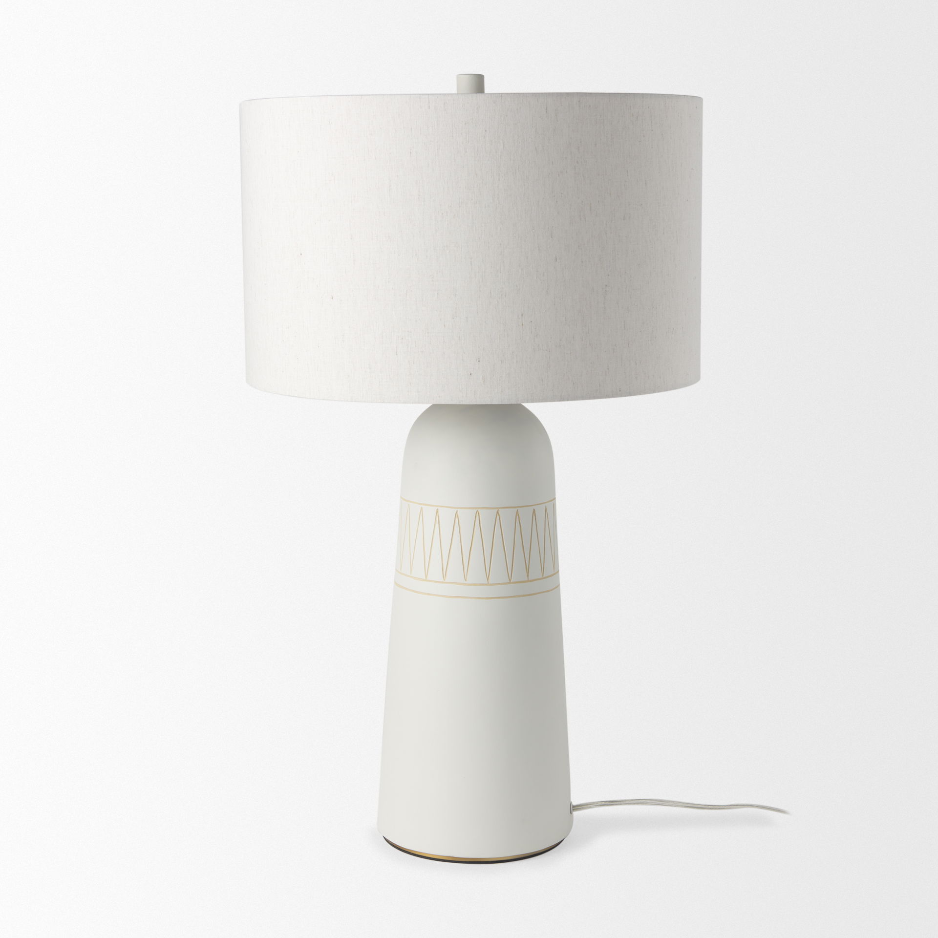 Javier 18.0L x 18.0W x 30.75H Light Base with Cream Shade Table Lamp, by Mercana, 18" length x 18" width x 30" height View 4