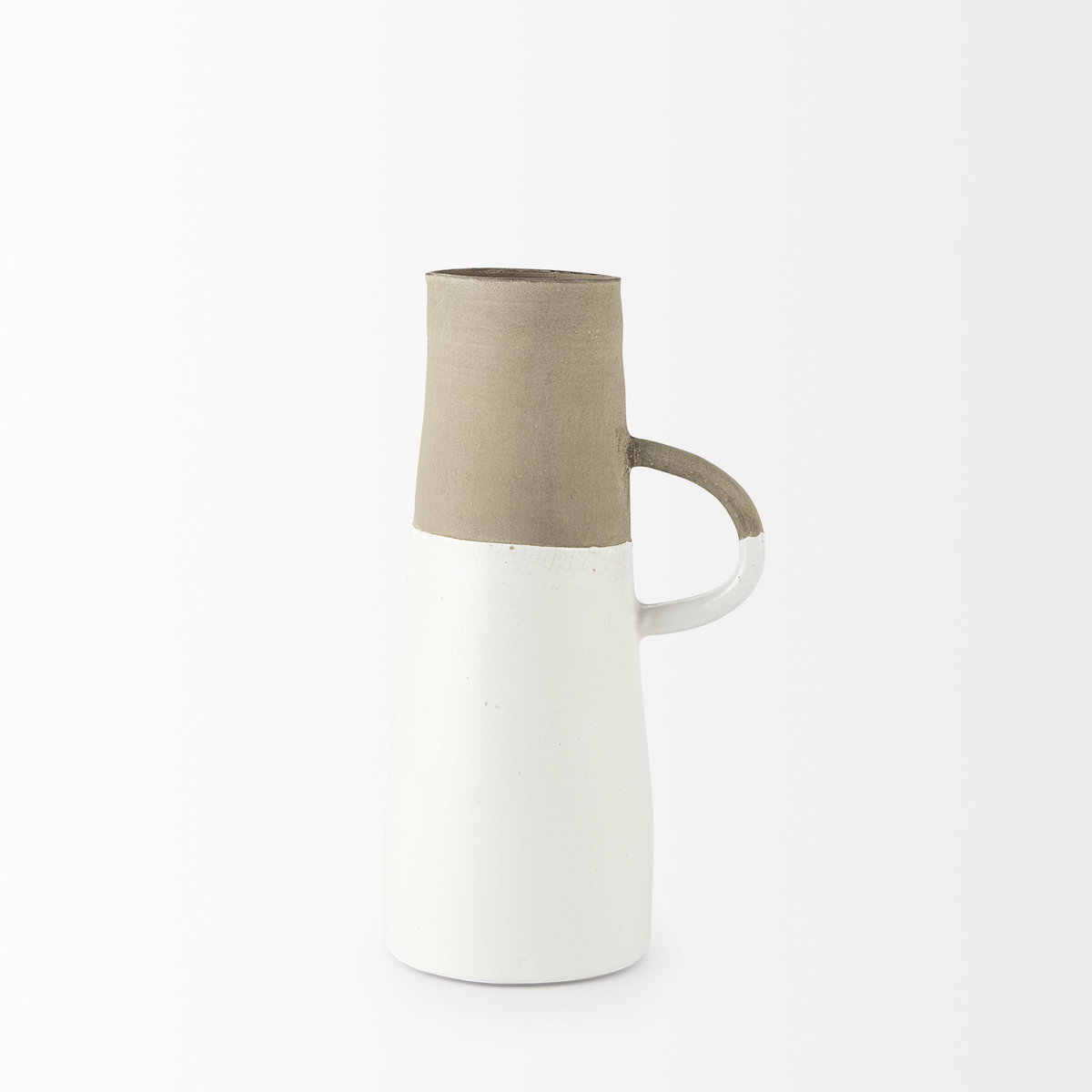 Garand Medium 15H Two-Toned White Natural Ceramic Jug, Decorative Jar by Mercana, 7.48" length x 5.12" width x 13.58" height View 7