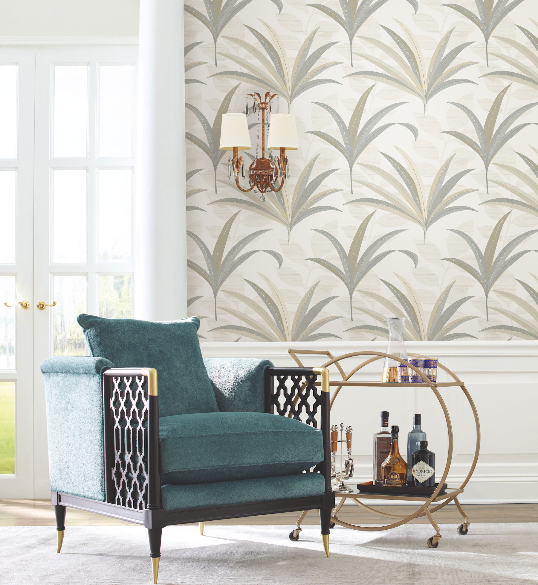 El Morocco Palm White Wallpaper large image 