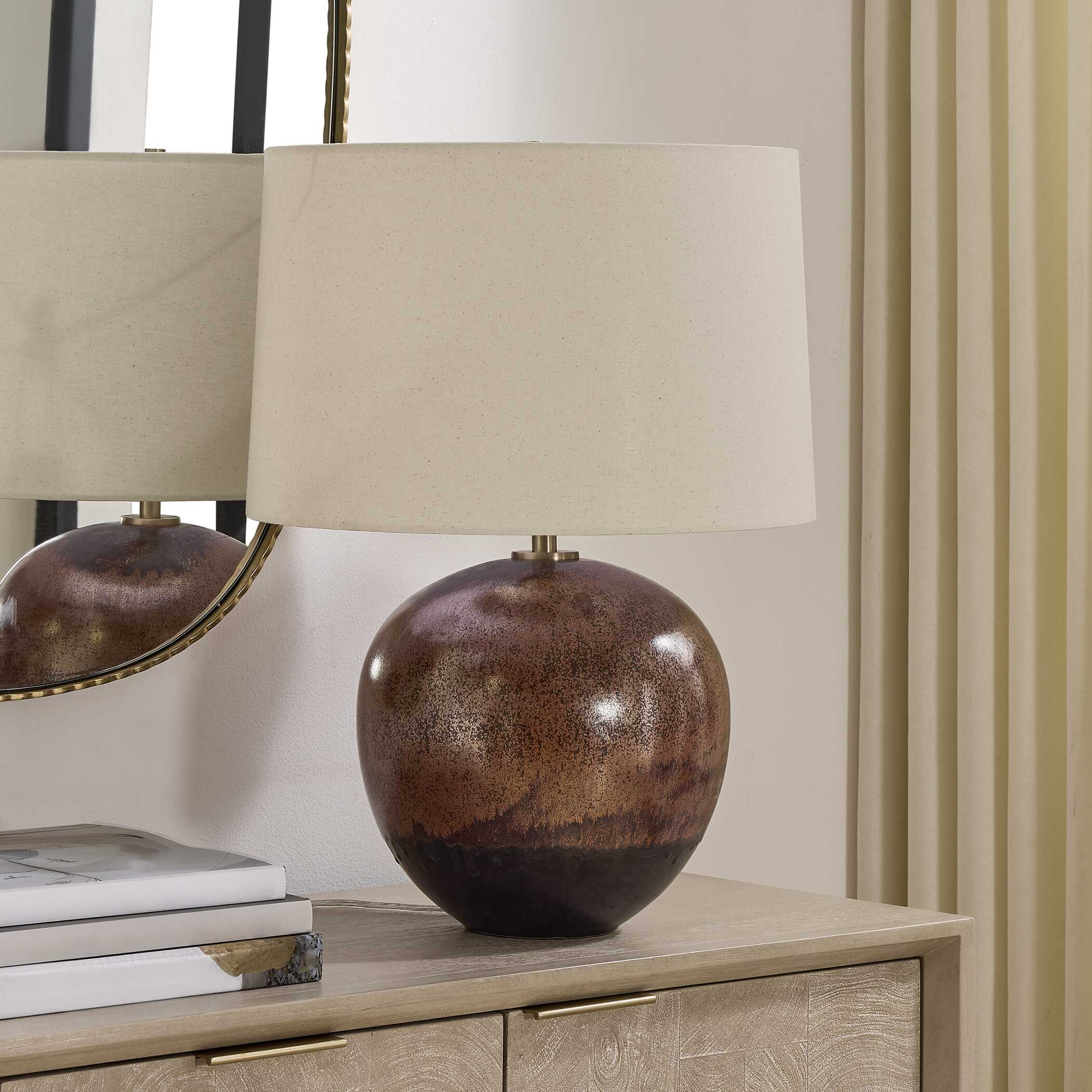 Brownell Rust Brown Table Lamp, by Uttermost, 17" width x 23.75" height x 17" depth View 3