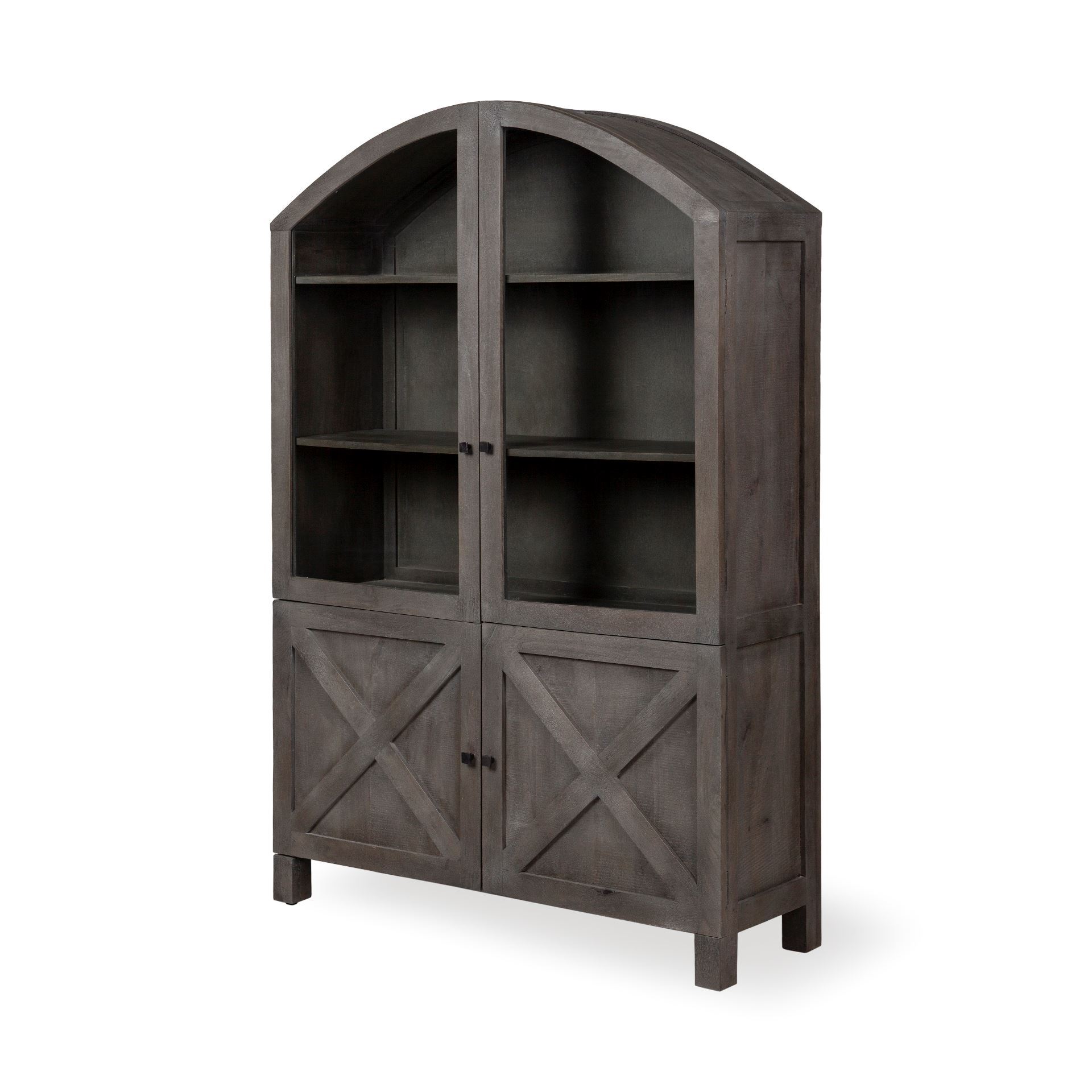 Barrett 48.5L X 17.25W X 73H Gray Solid Wood Display Cabinet, Cabinets & Sideboard by Mercana, 48.5" length x 17.25" width x 73" height View 1
