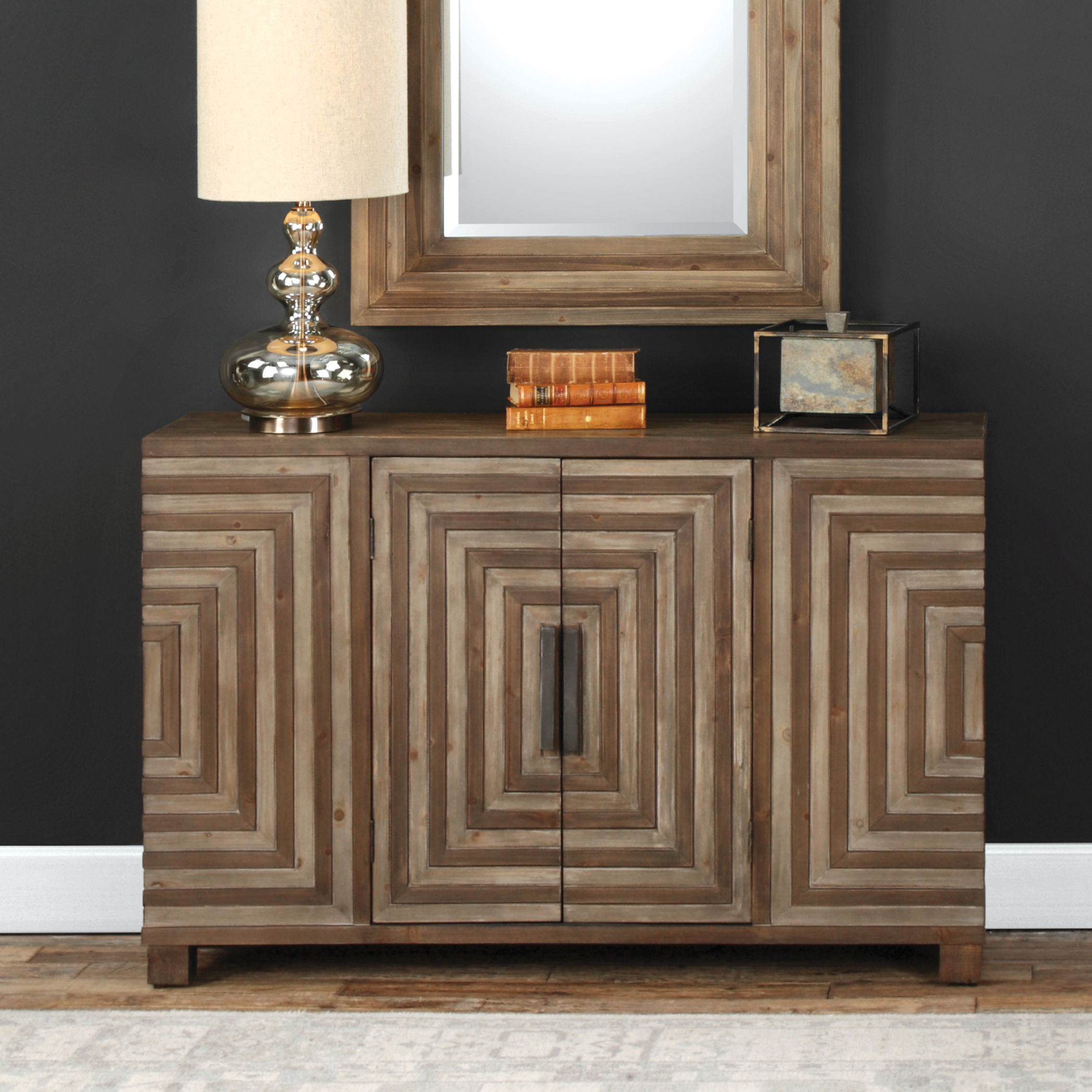 Layton Geometric Console Cabinet, Furniture by Uttermost, 48.5" width x 33" height x 12.5" depth View 2