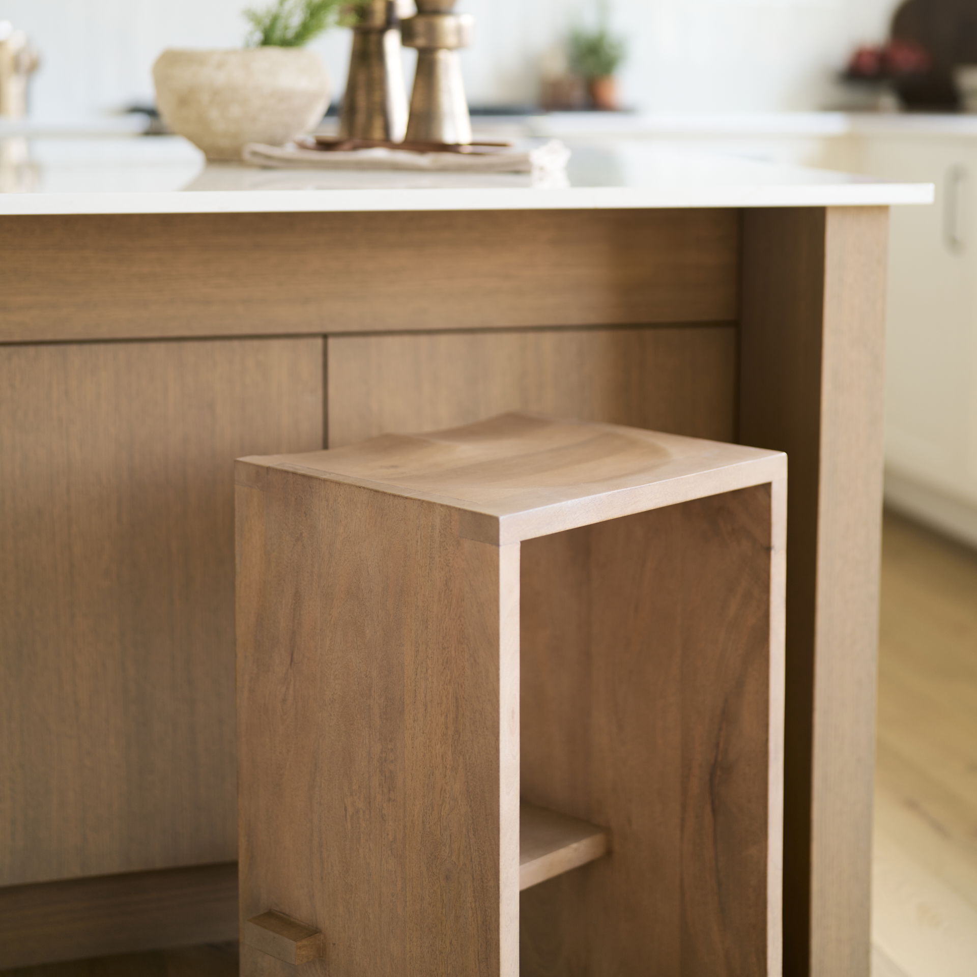 Aida 26' Seat Height Light Brown Wood Counter Stool, Counter & Bar Stool by Mercana, 18.5" length x 14" width x 26" height View 4