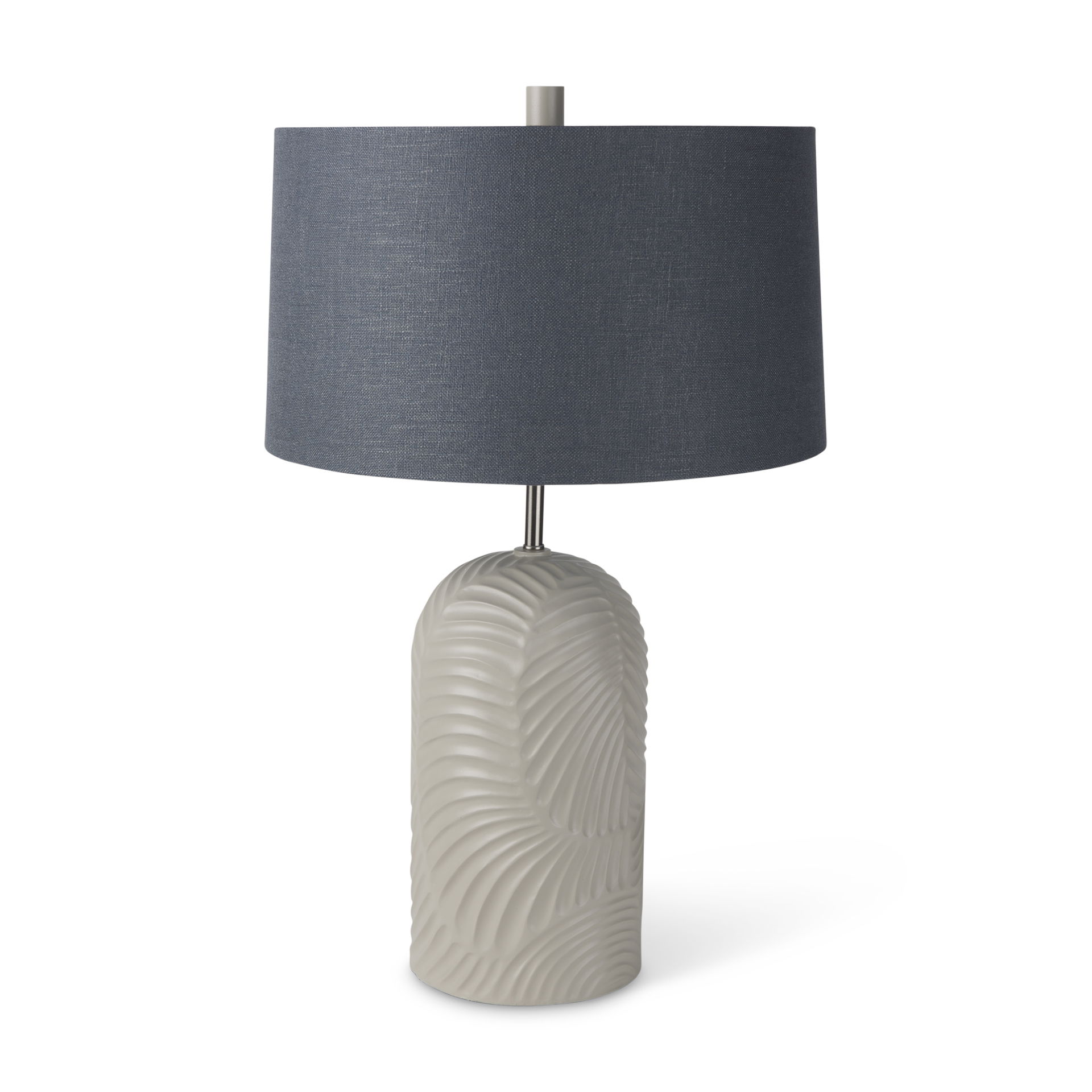 Quinn 19.0L x 19.0W x 24.6H Beige Base with Navy Fabric Shade Table Lamp, by Mercana, 18" length x 18" width x 28.75" height View 1