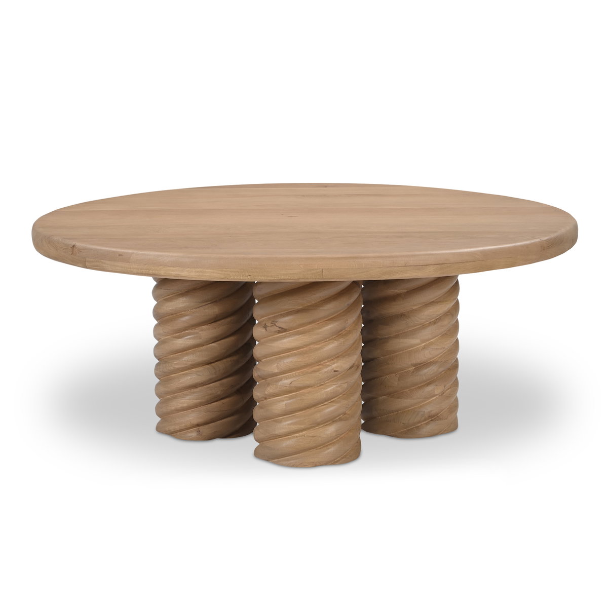 Treccia Round Coffee Table Oak, by Moe's Home, 42" width x 17" height x 42" depth View 1