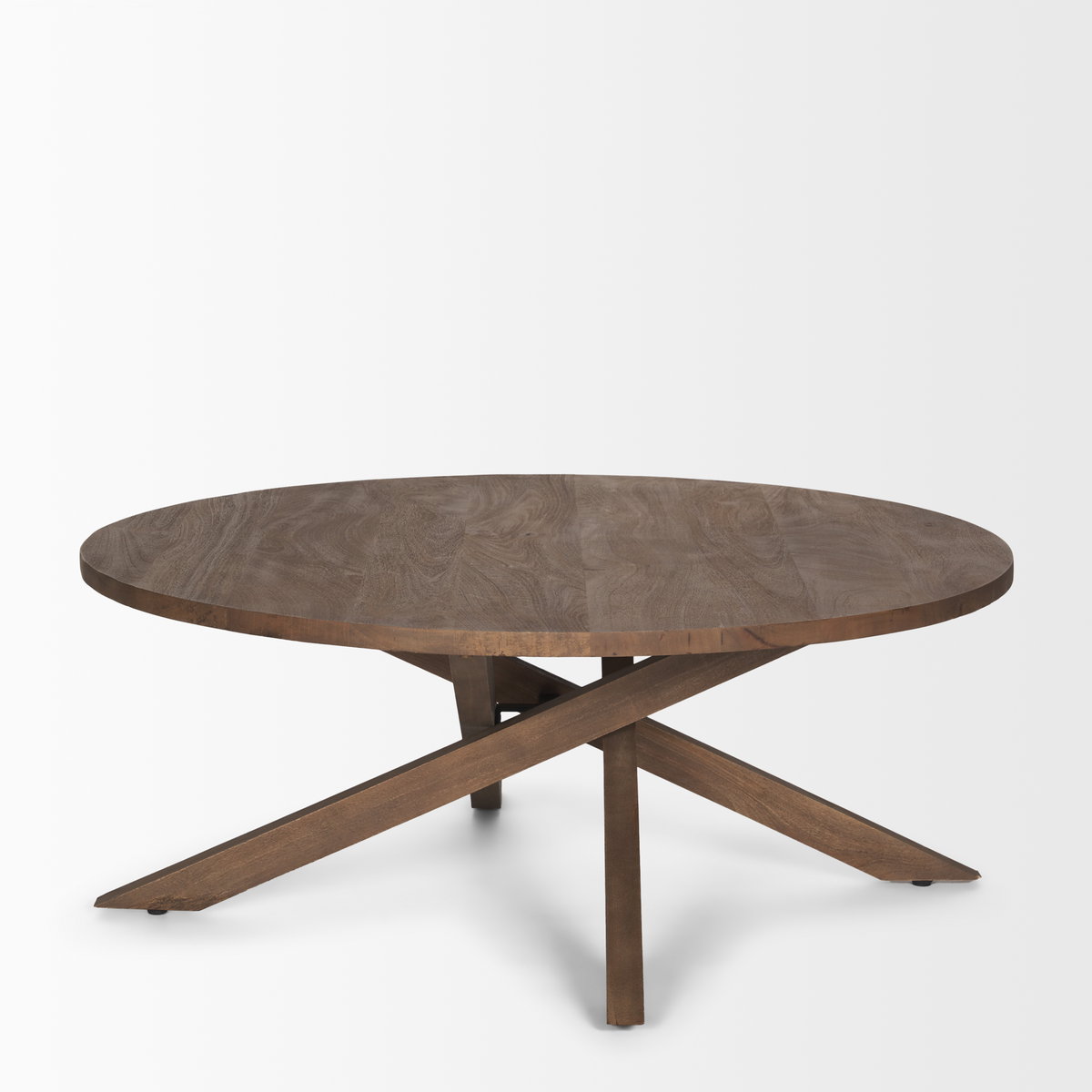 Solana Medium Brown Wood Coffee Table, by Mercana, 42" length x 42" width x 17" height View 5