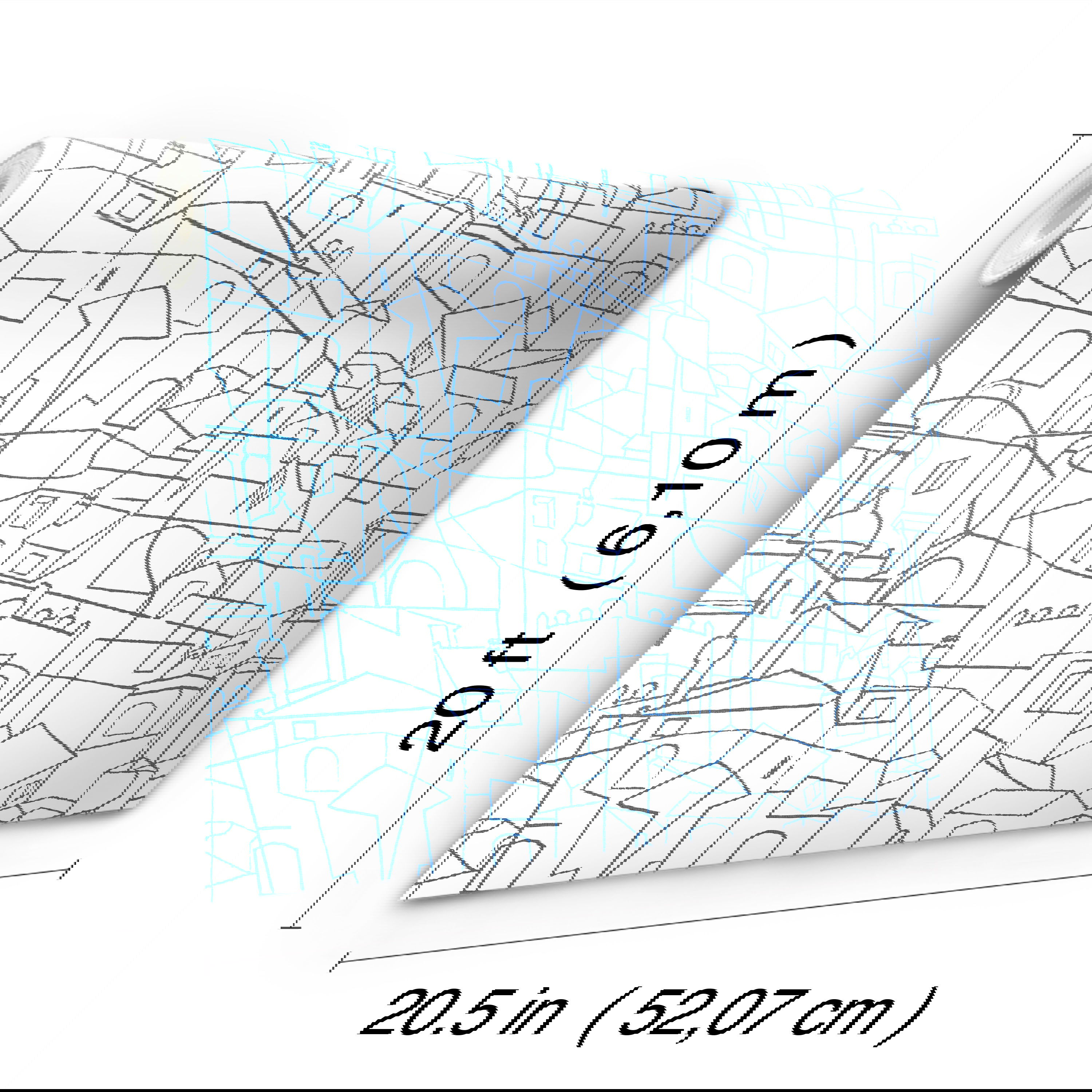 Cubist Cityscape Blue Peel & Stick Wallpaper large image 