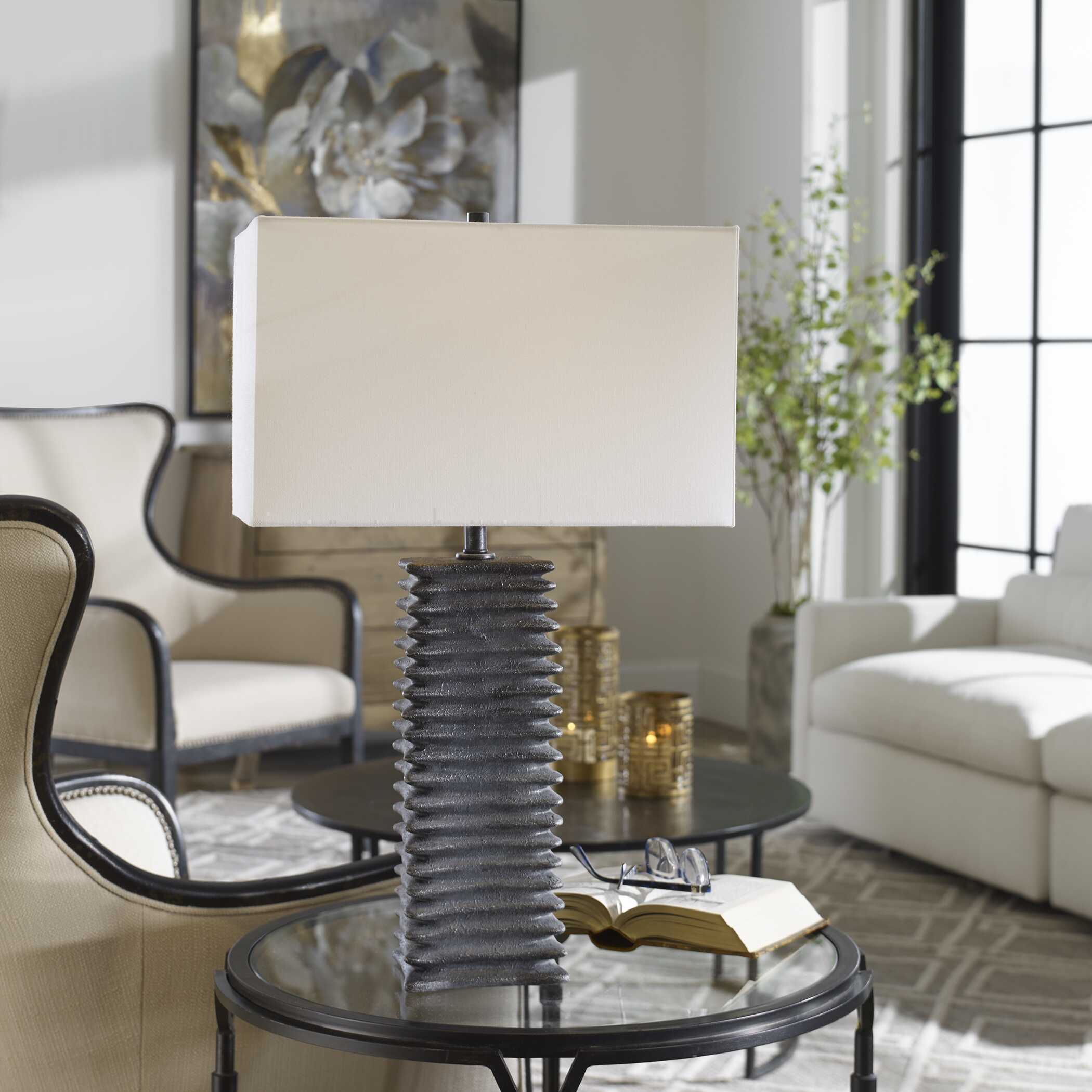 Sanderson Metallic Charcoal Table Lamp, by Uttermost, 16" width x 26.5" height x 10" depth View 2