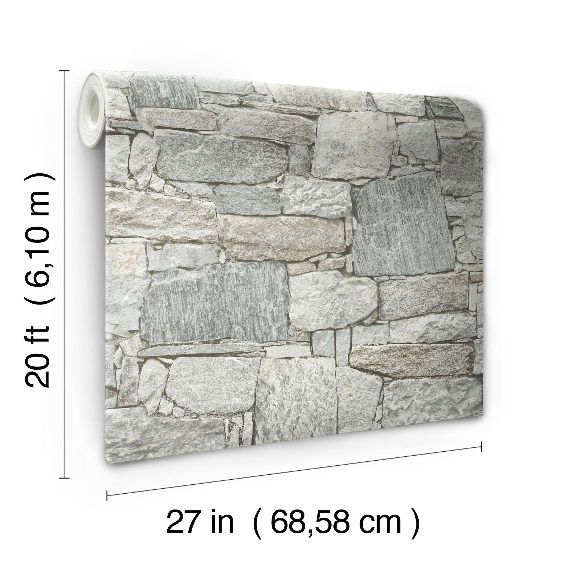 Chateau Stone Grey & Beige Peel & Stick Wallpaper large image 