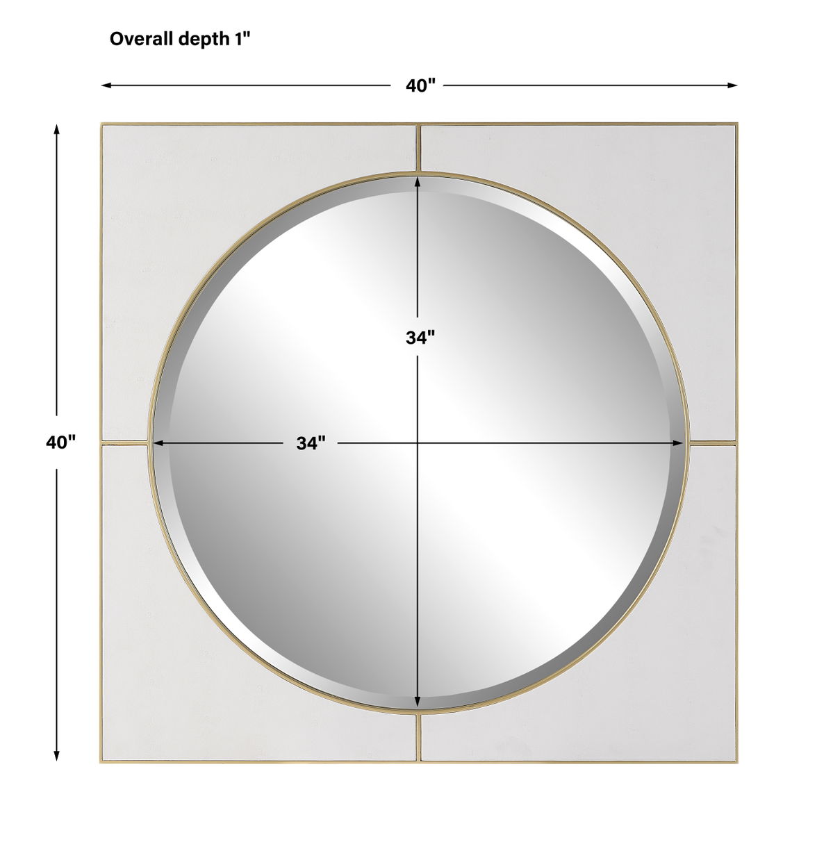 Cyprus White Square Mirror, by Uttermost, 40" width x 40" height x 1" depth View 3
