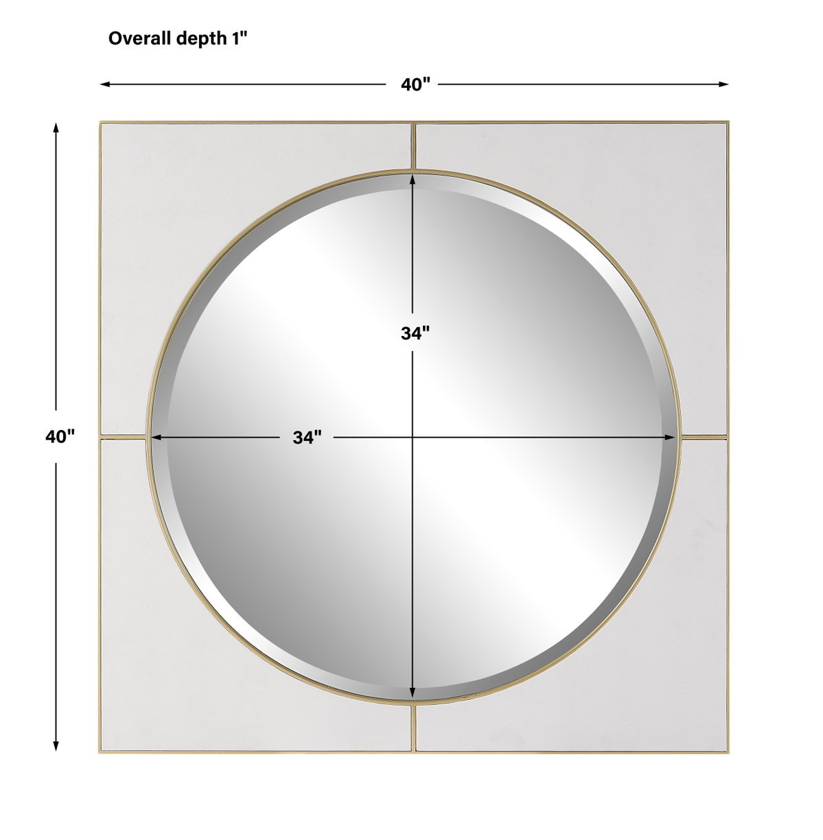 Cyprus White Square Mirror, by Uttermost, 40" width x 40" height x 1" depth View 3