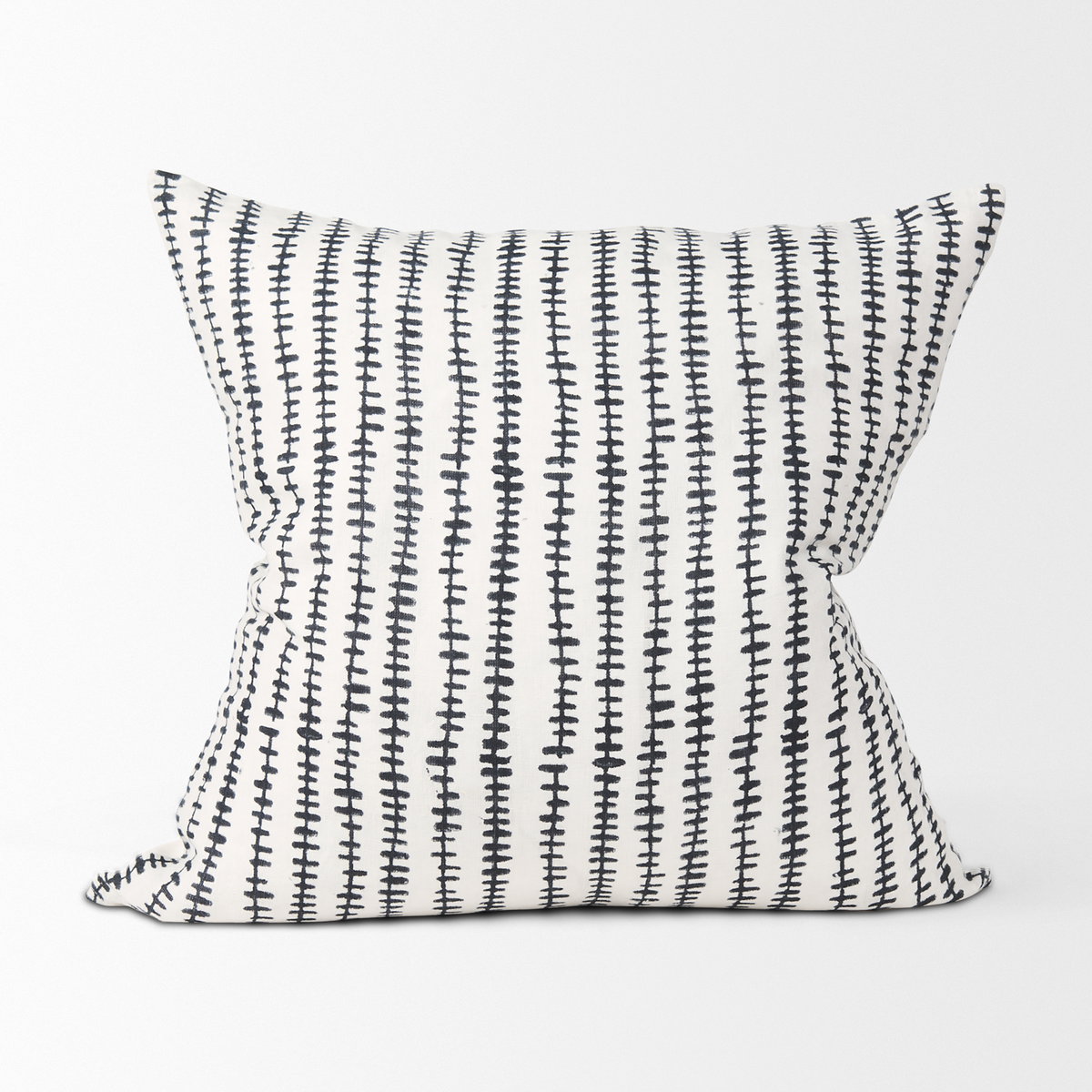 Jenna 22x22 Cream with Black Print Linen Square Decorative Pillow Cover, by Mercana, 22" length x 22" width x 0.2" height View 5