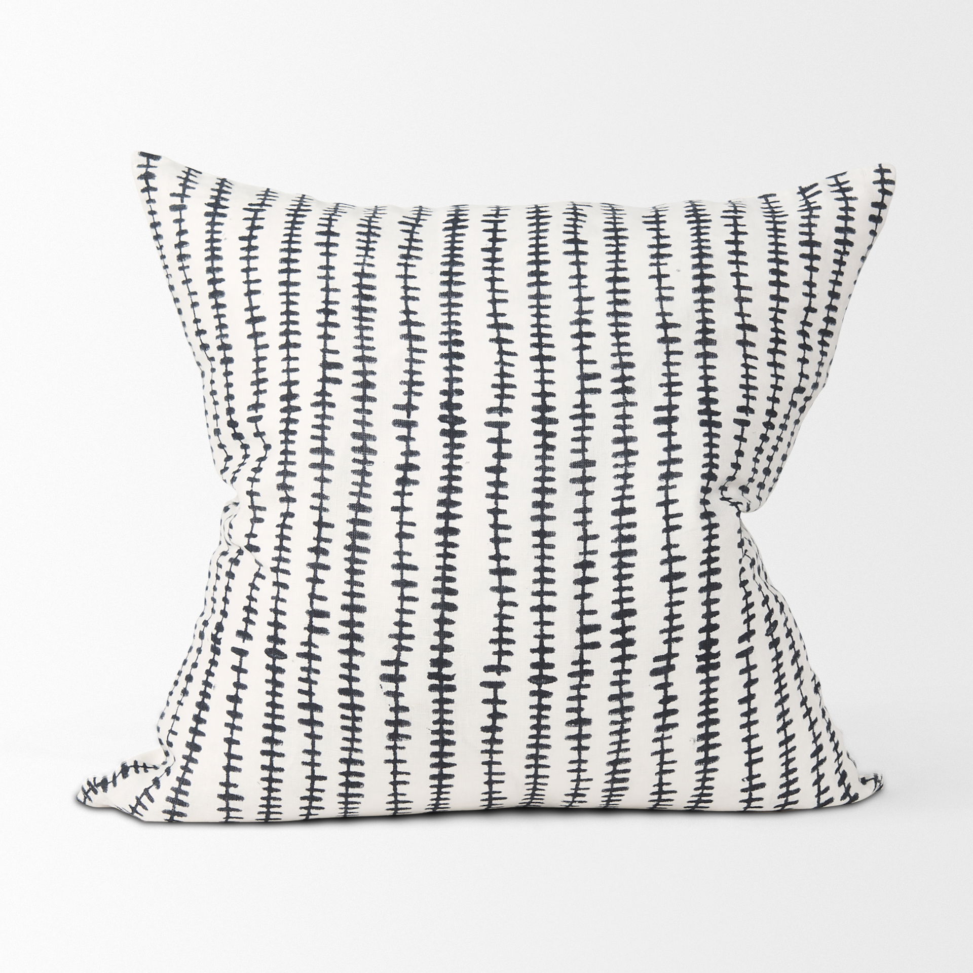 Jenna Cream with Black Print Linen Square Decorative Pillow Cover, by Mercana, 22" length x 22" width x 0.2" height View 5