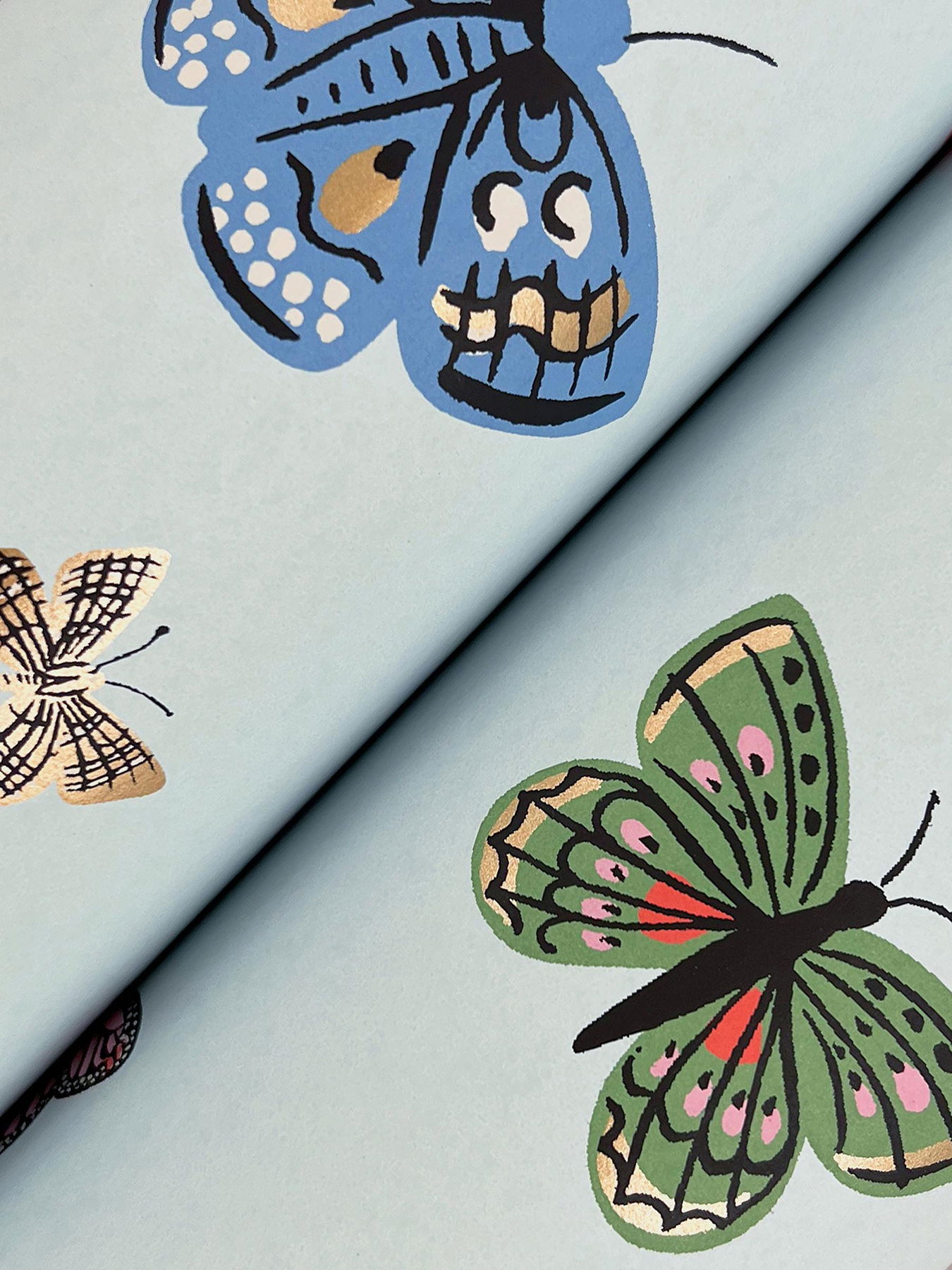 Butterfly House Light Blue Wallpaper large image 