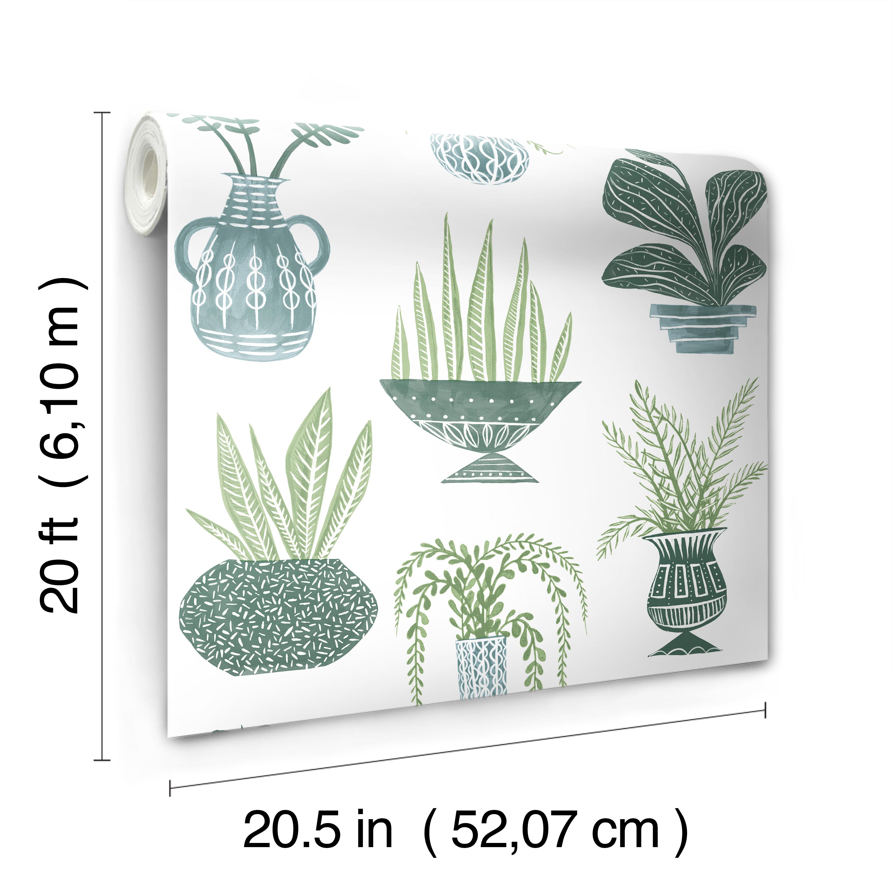 Plant Party Green Peel & Stick Wallpaper, by York Wall, 20' length x 1'8.5" width x 0.02" depth View 8