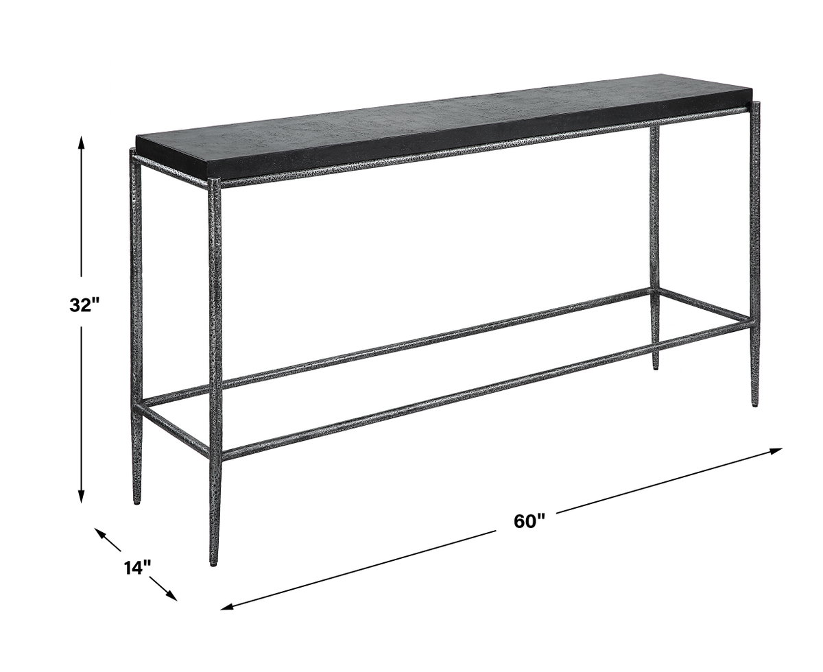 Crescendo Black Concrete Console Table, by Uttermost, 60" width x 32" height x 14" depth View 3