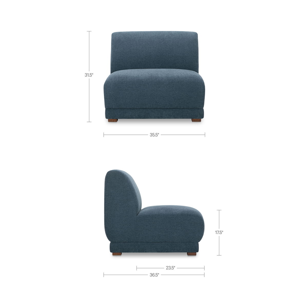 Fraser Slipper Chair Deep Blue, Accent Chair by Moe's Home, 35.4" width x 31.5" height x 36.6" depth View 8