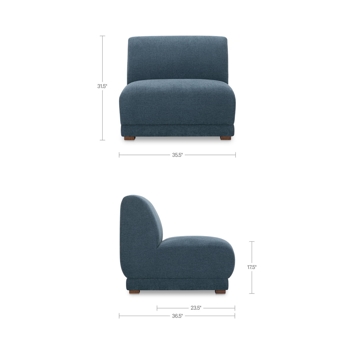Fraser Slipper Chair Deep Blue, Accent Chair by Moe's Home, 35.4" width x 31.5" height x 36.6" depth View 8