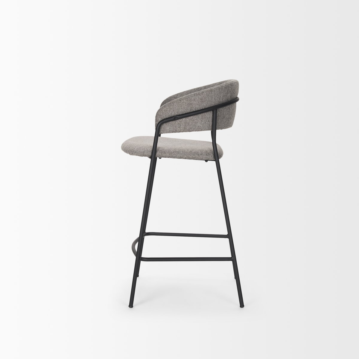 Carolyn Counter Stool with Gray Fabric & Matte Black Metal, Counter & Bar Stool by Mercana, 19.3" length x 20.4" width x 35.75" height View 5