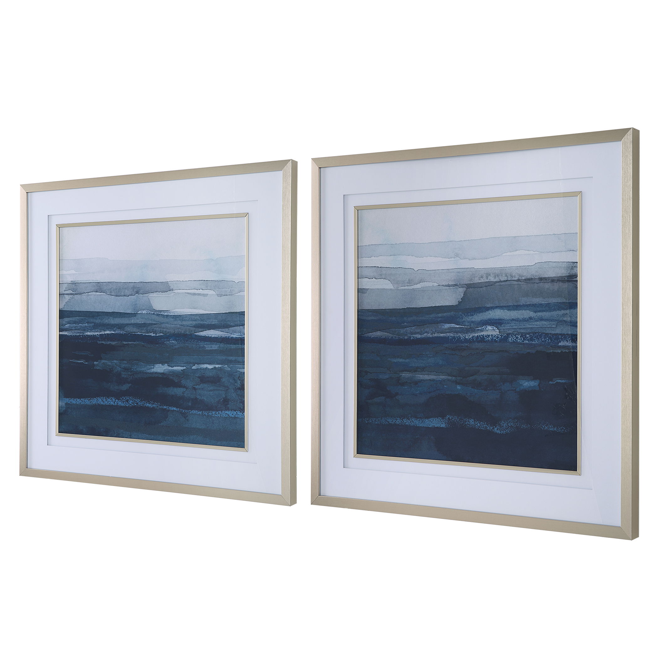 Rising Blue Abstract Framed Prints, Set/2 large image 