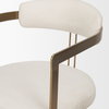 Hollyfield Curved Back Dining Arm Chair | Cream Fabric with Gold Iron, Dining Chair by Mercana, 20.5" length x 21.3" width x 29.5" height thumbnail 9