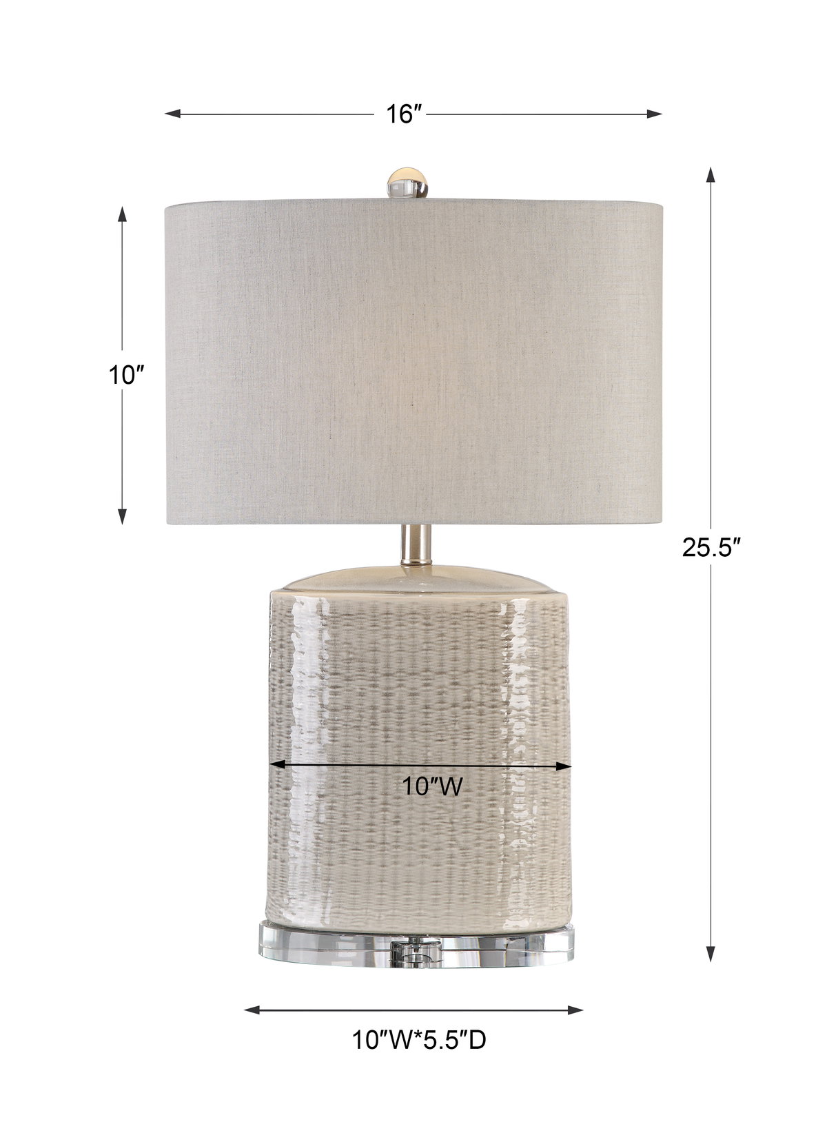 Modica Taupe Ceramic Lamp, by Uttermost, 1'4" width x 2'1.5" height x 9" depth View 3